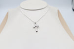 Stg Silver Engraved Cross with Garnet