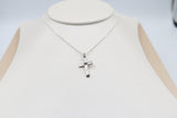 Stg Silver Engraved Cross with Garnet
