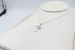 Stg Silver Engraved Cross with Garnet