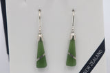 New Zealand Greenstone  Drop Earrings with Stg silver setting