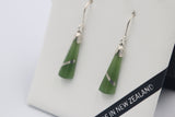 New Zealand Greenstone  Drop Earrings with Stg silver setting