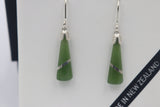 New Zealand Greenstone  Drop Earrings with Stg silver setting