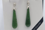 New Zealand Greenstone  Drop Earrings with Stg silver setting