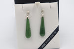 New Zealand Greenstone  Drop Earrings with Stg silver setting