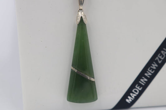 New Zealand Greenstone  Drop with Stg silver setting