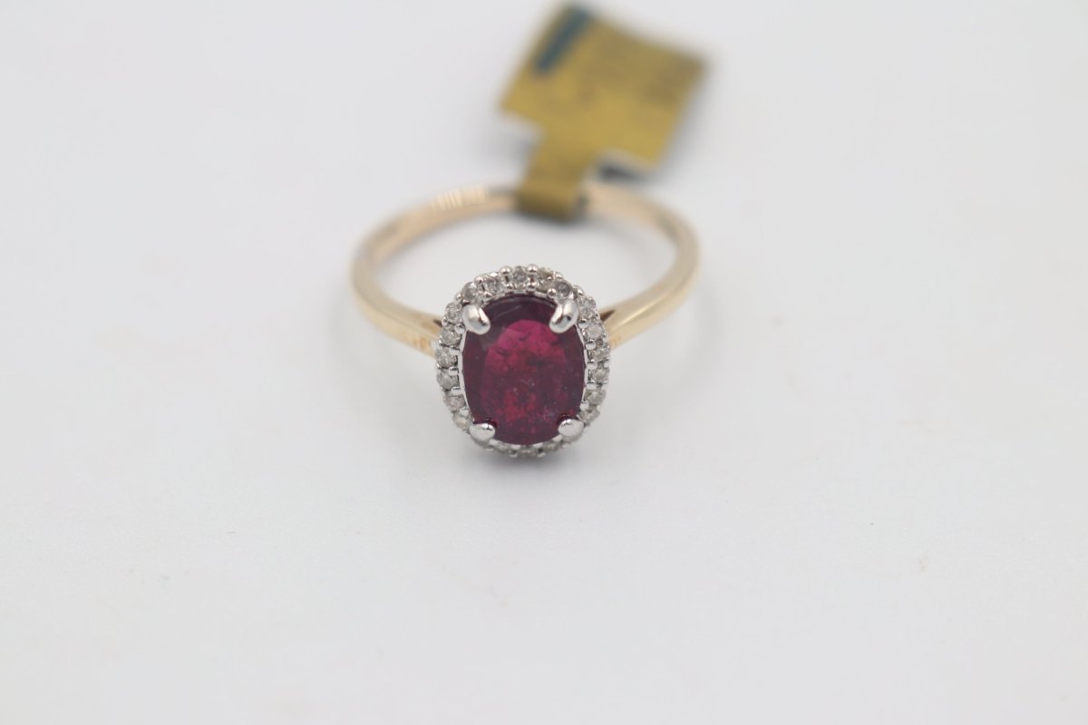 9ct Gold Genuine Ruby & Diamond ring
