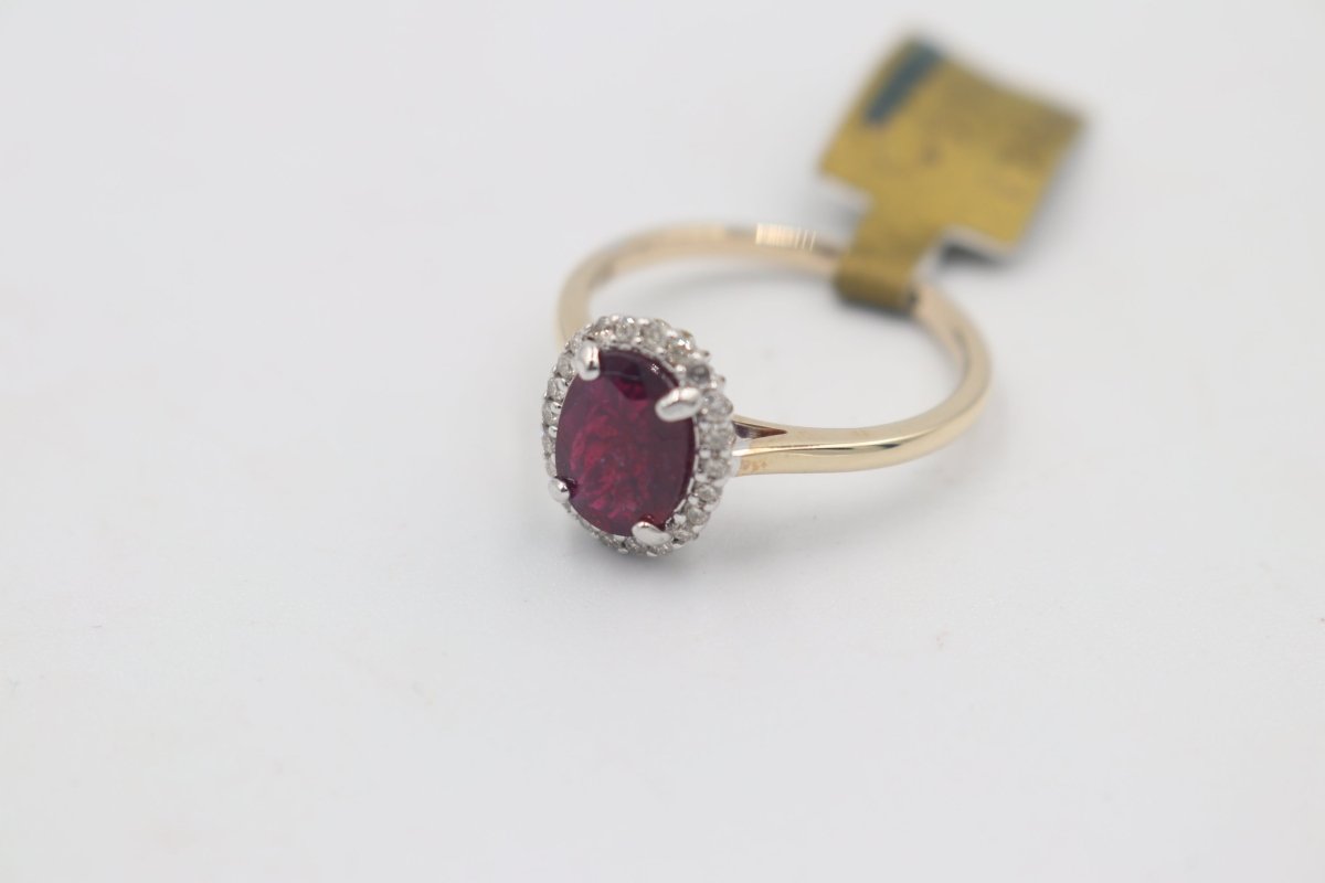 9ct Gold Genuine Ruby & Diamond ring