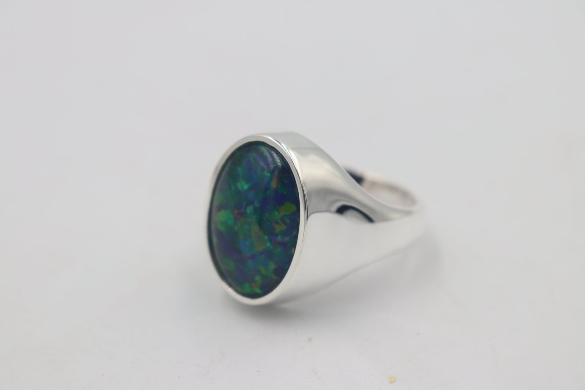 Stg SIlver Mens Opal Ring