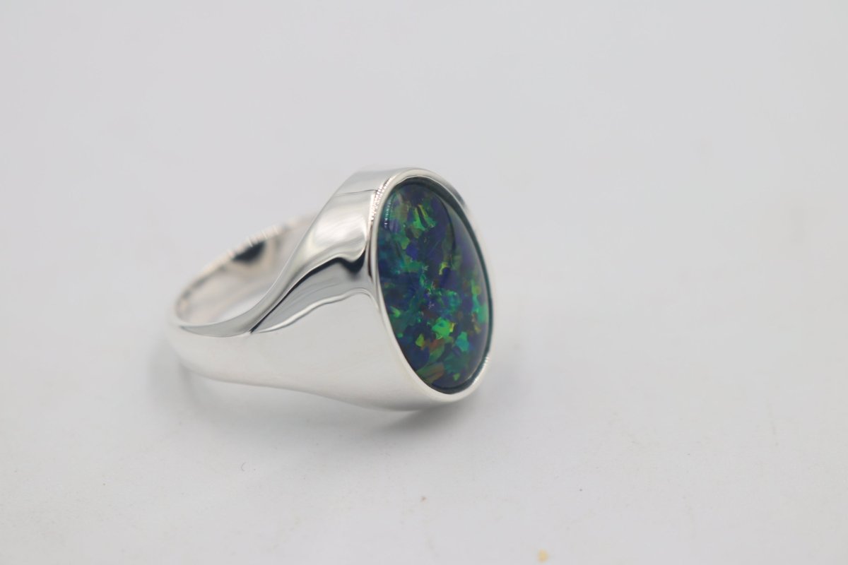 Stg SIlver Mens Opal Ring