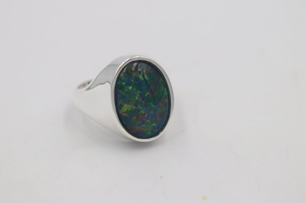 Stg SIlver Mens Opal Ring