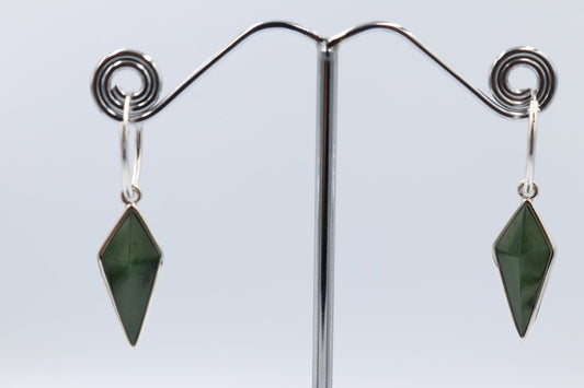 Stg Silver Set Greestone Drop Earrings