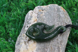 New Zealand Greenstone Fish Hook & Koru