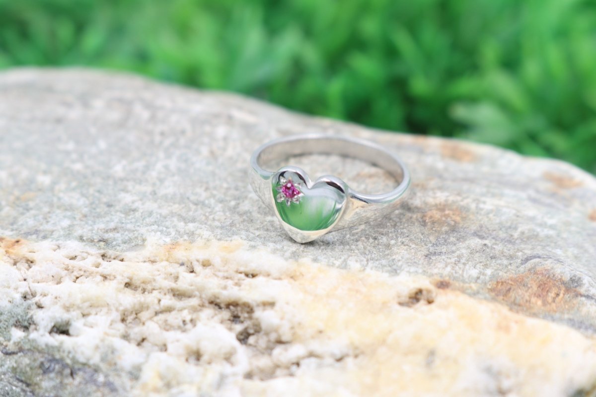 Stg Silver Girls Heart Signet Ring ALXSIG