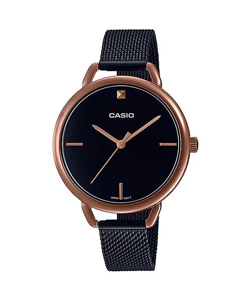 Casio Ladies Black Steel mesh  Strap Watch LTPE415MBR-1C