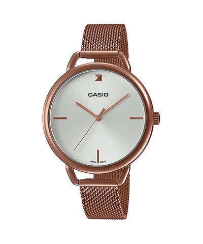 Casio Ladies Rose Tint  Steel mesh  Strap Watch LTPE415MR-7C