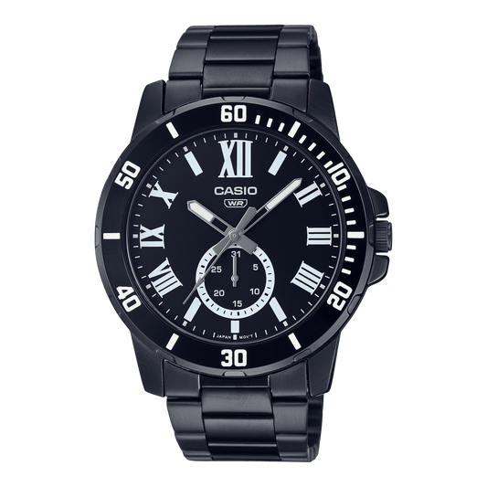 Casio Mens Black With Black Dial Analogue Watch - MTP-VD200B-1B