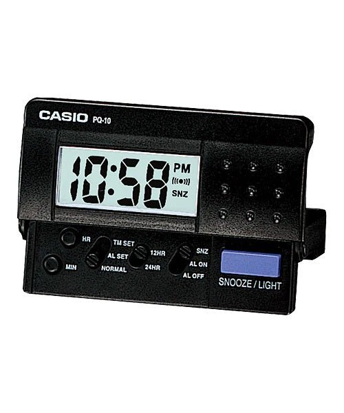 Casio Black and Silver Digital Alarm Clock - PQ10