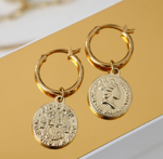 FV Yellow Gold Hoop and Coin Earrings - SM-CY-E