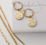 FV Yellow Gold Hoop and Coin Earrings - SM-CY-E