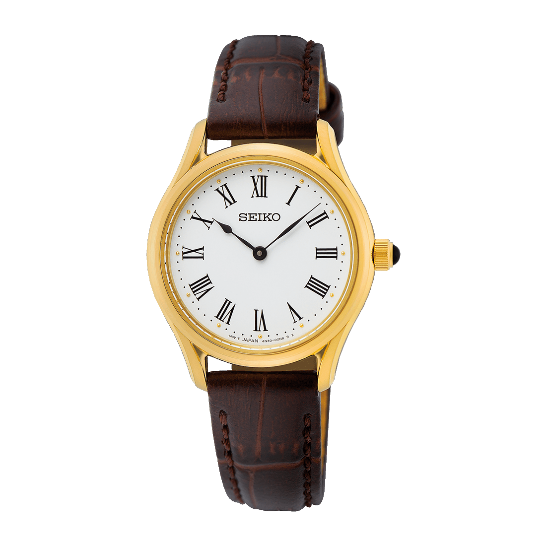 Seiko Ladies Dress Brown Leather Watch - SWR072P1