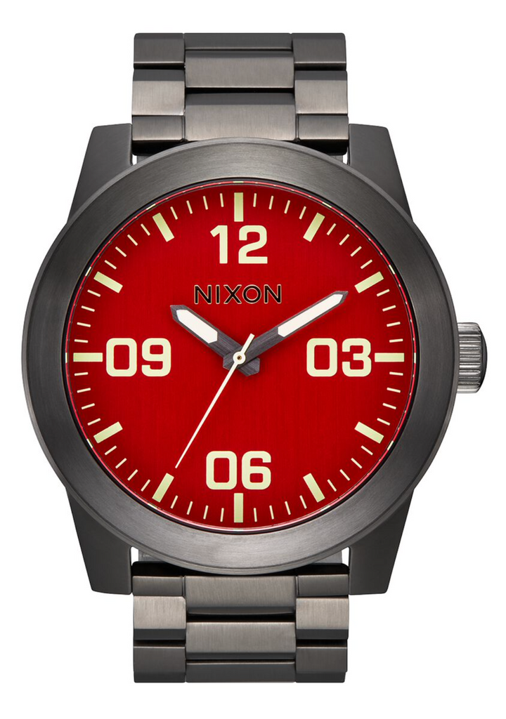 Nixon Mens Corporal SS Red Gunmetal Watch A346 2100 00 Stonex