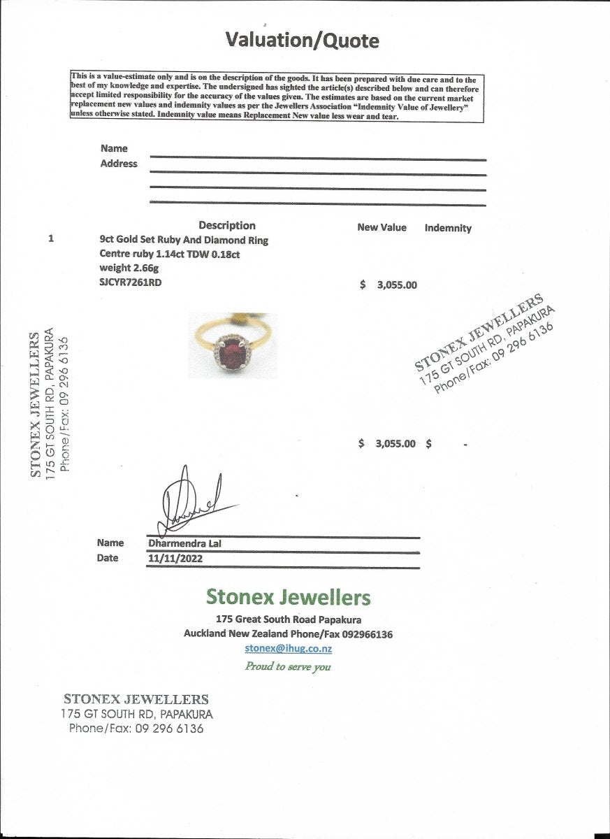 9ct Gold Genuine Ruby & Diamond ring