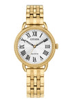 Citizen Ladies Gold/White Eco Drive Watch - EM1052-51A