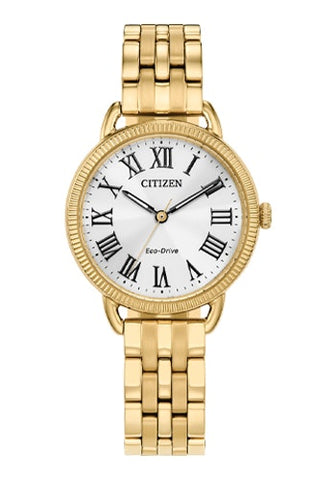 Citizen Ladies Gold/White Eco Drive Watch - EM1052-51A