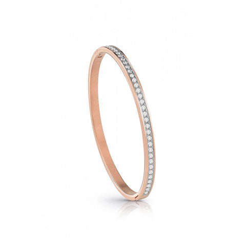 Guess Rose Gold Plated Clear Crystal Bangle- UBB02248RGL